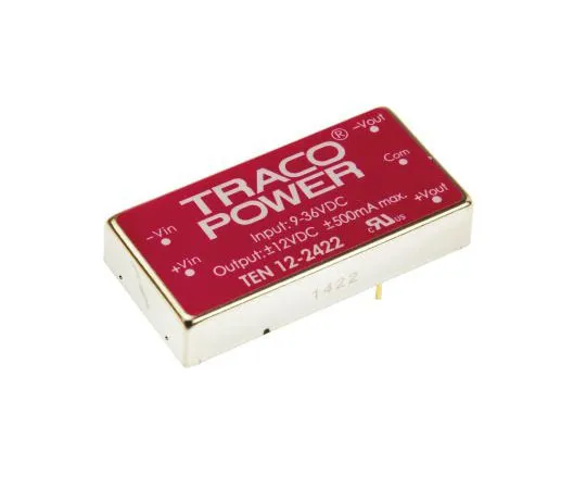 63-7524-79 TRACOPOWER TEN 12 12W Isolated DC-DC Converter Through Hole, Voltage in 9 → 36 V dc, Voltage out ±12V dc TEN 12-2422