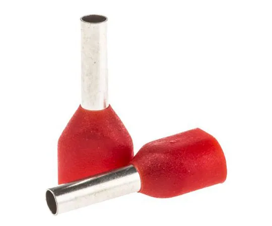 63-7411-27 RS PRO Insulated Crimp Bootlace Ferrule, 8mm Pin Length, 2.4mm Pin Diameter, 2 x 1mm² Wire Size, Red 184-9660