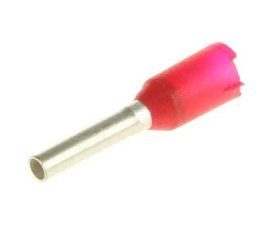 63-7421-69 Weidmuller Insulated Crimp Bootlace Ferrule, 8mm Pin Length, 1.4mm Pin Diameter, 1mm² Wire Size, Red 900433