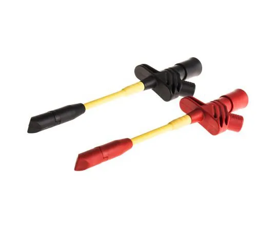 63-7411-67 Hirschmann Test & Measurement 10A Black/Red Grabber Clip, 1kV Rating - 10mm Tip Size, 4mm Probe Socket Size 935980217