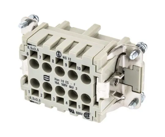 63-7397-89 Han ES Series size 10 B Connector Insert, Female, 10 Way, 16A, 500 V 9330102716