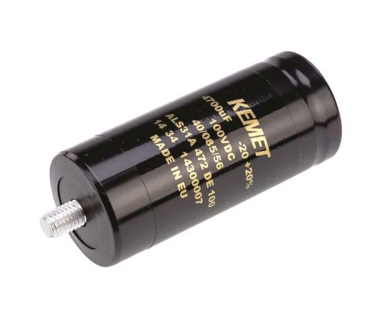 63-7517-04 KEMET 4700μF 100V dc Aluminium Electrolytic Capacitor, Stud Mount 36 x 82mm +85°C 36mm 82mm ALS31A472DE100