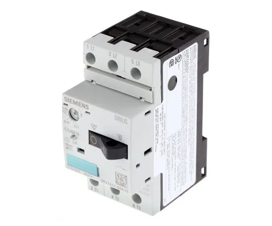 63-7444-10 Siemens Sirius Innovation 690 V Motor Protection Circuit Breaker, 3P Channels, 0.11 → 0.16 A, 100 kA 3RV1011-0AA10