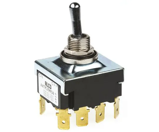 63-7458-81 TE Connectivity Four Pole Single Throw (4PST) Toggle Switch, Latching, IP67 A4TK15W04