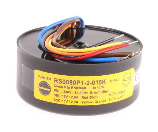 63-7432-90 2 Output Toroidal Transformer, 80VA, 2 x 15V ac 0080P1-2-015K