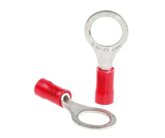 63-7428-15 TE Connectivity PLASTI-GRIP Series Insulated Crimp Ring Terminal, M8 Stud Size, 0.26mm² to 1.65mm² Wire Size, Red 34151