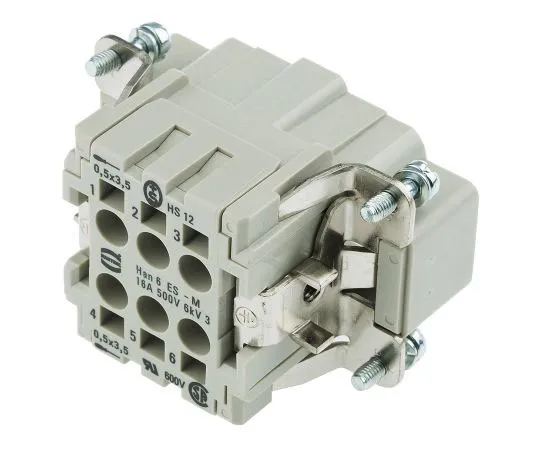 63-7397-86 Han ES Series size 6 B Connector Insert, Male, 6 + E Way, 16A, 500 V 9330062616