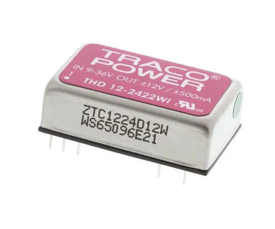 63-7358-06 TRACOPOWER THD 12WI 12W Isolated DC-DC Converter Through Hole, Voltage in 9 → 36 V dc, Voltage out ±12V dc THD 12-2422WI