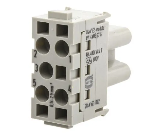 63-7525-65 Han-Modular Series Female Module, 5 Way, Rated At 16A, 400 V, Han ES 9140052716
