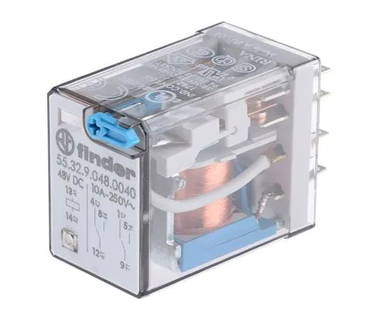 63-7413-49 Finder55 Series DPDT Non-Latching Relay Plug In, 48V dc Coil, 20A 55.32.9.048.0040