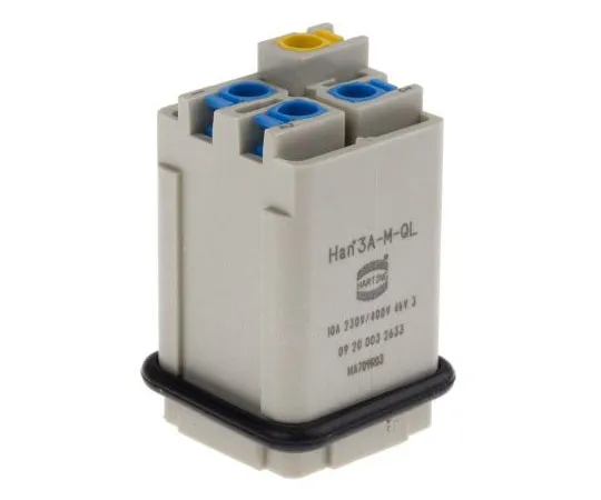 63-7398-55 Han A 09200 Series size 3 A Insert, Male, 3 Way, 10A, 600 V 9200032633