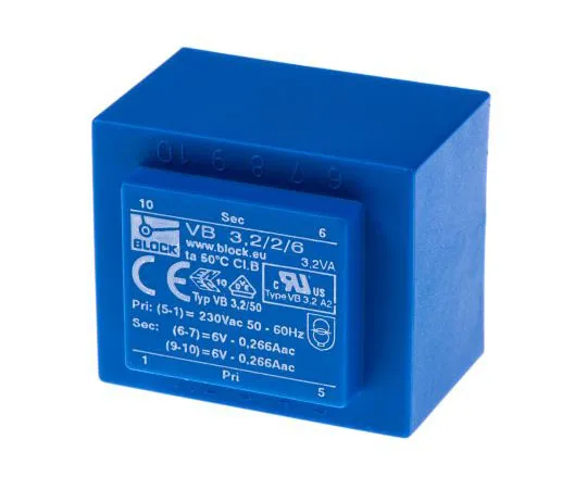 63-7500-81 6V ac 2 Output Through Hole PCB Transformer, 3.2VA VB 3.2/2/6