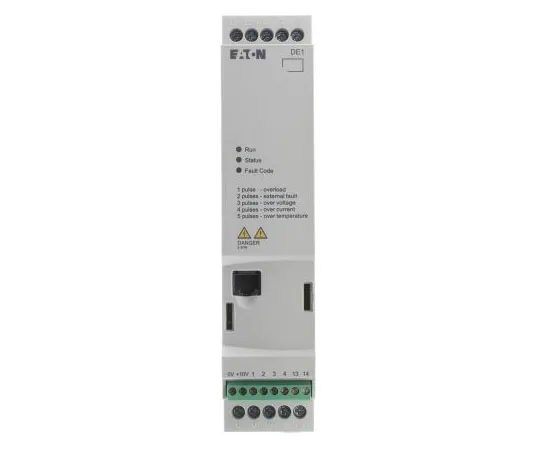 63-7388-76 Eaton Variable Speed Starter, 3-Phase In, 60Hz Out 0.75 kW, 480 V ac with EMC Filter, 2.1 A DE11, IP20 180663 & DE11-342D1FN-N20N