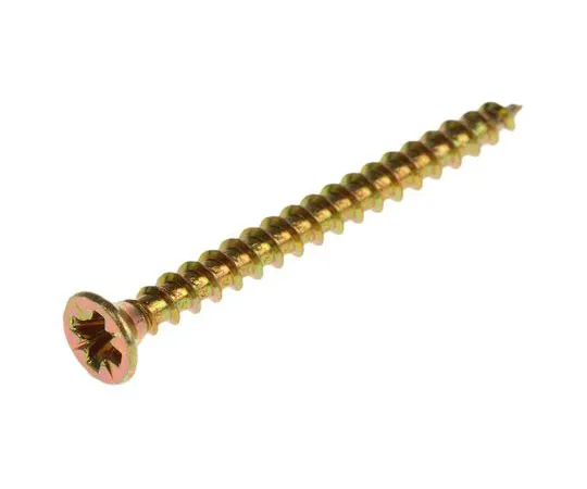 63-7456-67 Pozidriv Countersunk Steel Wood Screw Yellow Passivated, Zinc Plated, 3.5mm Thread, 40mm Length 263-1842