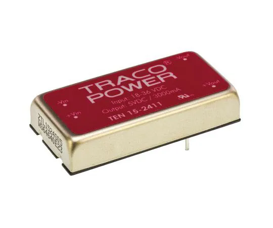 63-7541-07 TRACOPOWER TEN 15 15W Isolated DC-DC Converter Through Hole, Voltage in 18 → 36 V dc, Voltage out 5V dc TEN 15-2411