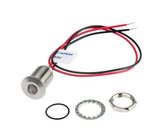 63-7371-29 RS PRO Blue EMC Panel LED, 1.8 → 3.3 V dc, 10mm Mounting Hole Size, Lead Wires Termination, IP67 139-3374