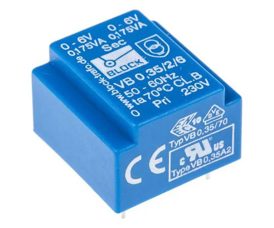63-7484-34 6V ac 2 Output Through Hole PCB Transformer, 0.35VA VB 0.35/2/6