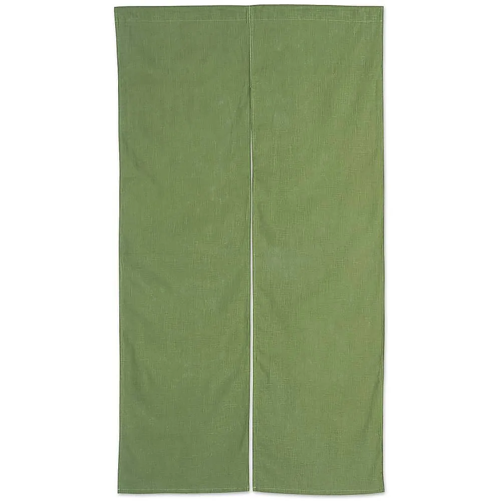 62-6318-96 Half Noren Cotton Linen Plain Green 001-08