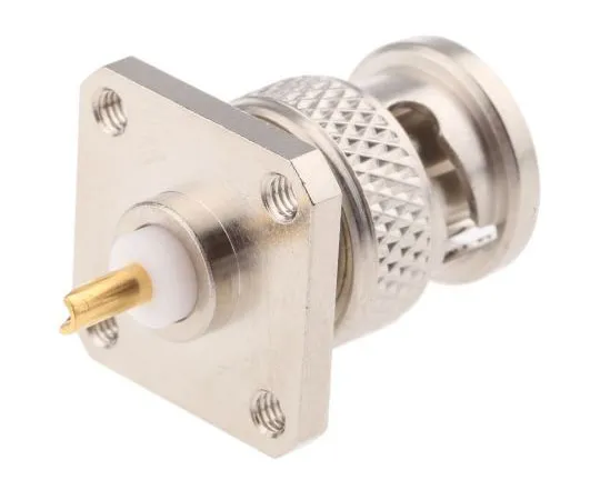 63-7475-22 Radiall Straight 50Ω Flange Mount Bulkhead Fitting BNC Connector, Plug, Nickel, Solder Termination R141440000W