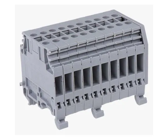 63-7518-01 Entrelec Distribution Block, 4mm², 10 Way, 32A, 800 V, Grey 1SNA115412R0000