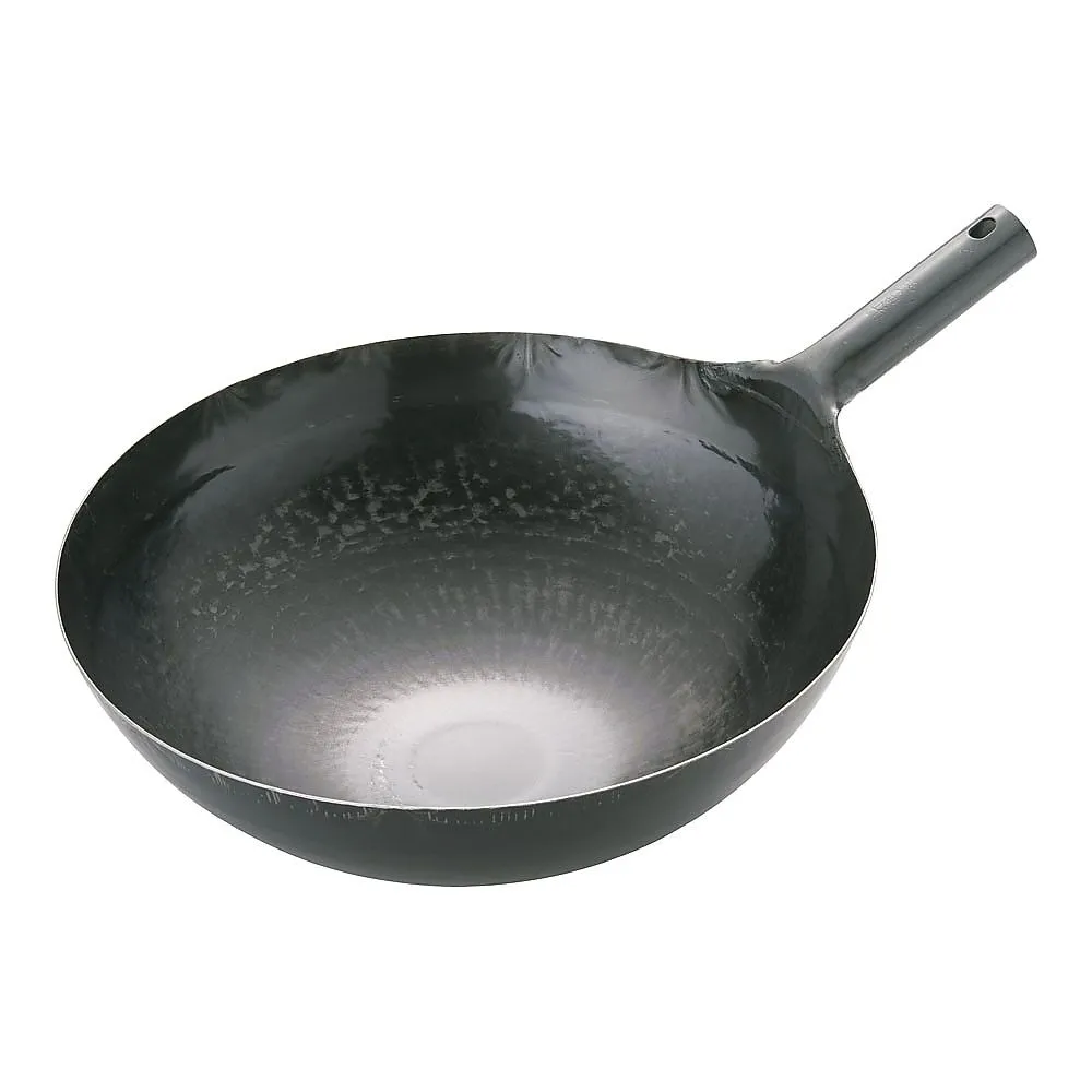 62-6444-56 Yamada Iron Plate One-Handed Wok (Plate Thickness 1.6 mm) 39 cm