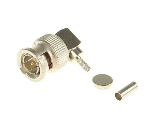 63-7416-60 Telegartner Right Angle 75Ω Cable Mount BNC Connector, Plug, Nickel, Crimp Termination, RG179 B/U J01002A0027