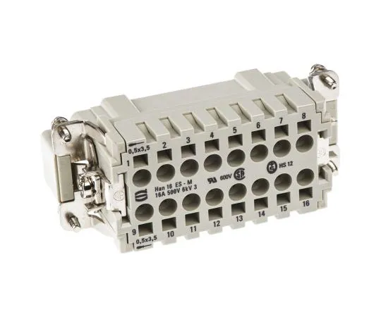 63-7397-90 Han ES Series size 16 B Connector Insert, Male, 16 Way, 16A, 500 V 9330162616