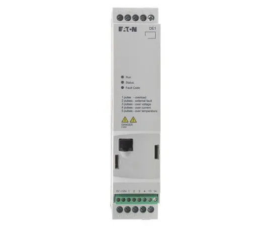63-7388-75 Eaton Variable Speed Starter, 3-Phase In, 60Hz Out 0.37 kW, 480 V ac with EMC Filter, 1.3 A DE11, IP20 180662 & DE11-341D3FN-N20N