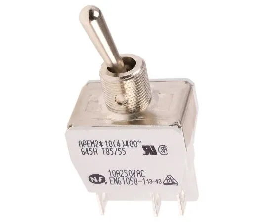 63-7458-74 APEM Double Pole Single Throw (DPST) Toggle Switch, (On)-On, Panel Mount 645H/2
