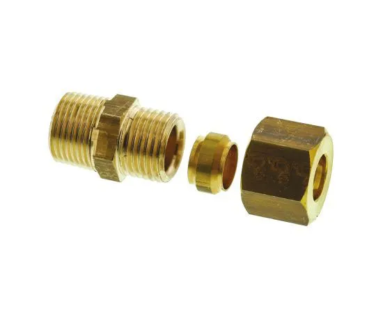 63-7437-86 Legris 10mm x 3/8 in BSPT Male Straight Coupler Brass Compression Fitting 0105 10 17