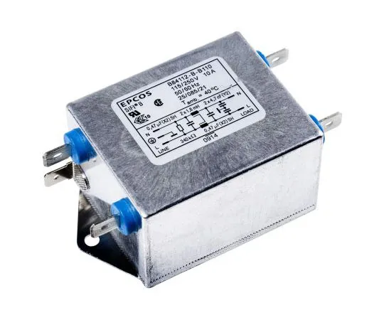 63-7427-21 EPCOS B84112B Series 10A 250 V ac 50 → 60Hz Chassis Mount RFI Filter, with Screw Terminals, Single Phase B84112B0000B110