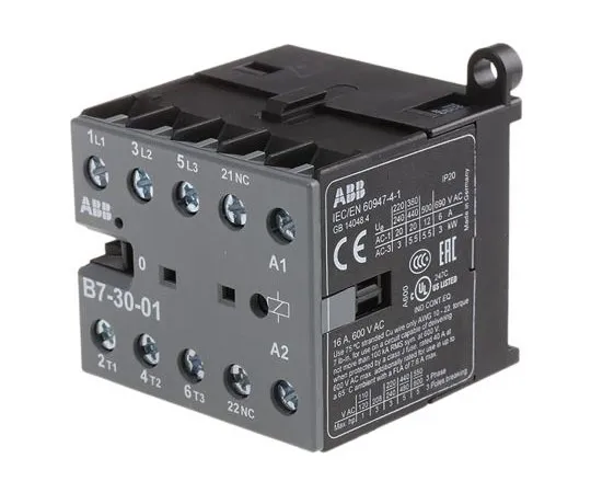 63-7548-13 ABB 3 Pole Contactor, 9 A, 230 V ac Coil, B Range, 3NO, 5.5 kW B7-30-01-80