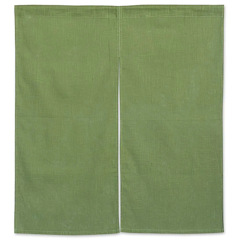 62-6318-82 Half Noren Cotton Linen Plain Green 001-04