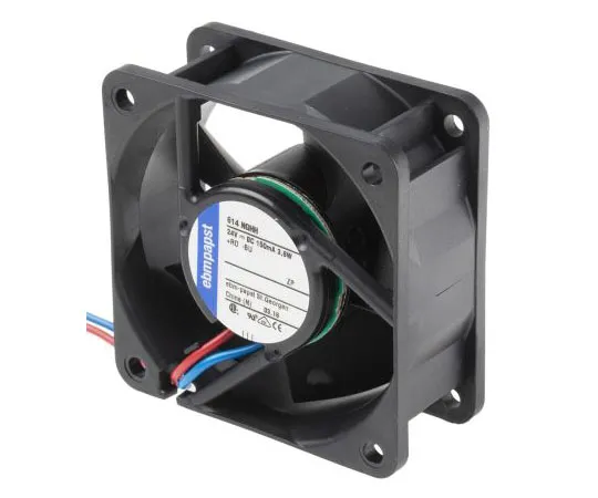 63-7490-13 ebm-papst 600N Series Axial Fan, 60 x 60 x 25.4mm, 54m³/h, 3.6W, 24 V dc 614NGHH