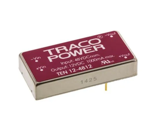 63-7524-82 TRACOPOWER TEN 12 12W Isolated DC-DC Converter Through Hole, Voltage in 18 → 75 V dc, Voltage out 12V dc TEN 12-4812