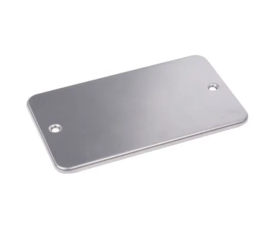 63-7505-44 Grey 2 Gang Blanking Plate, Metal, Flush Mounted 361-1956