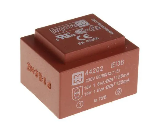 63-7398-85 15V ac 2 Output Through Hole PCB Transformer, 3.2VA 44202