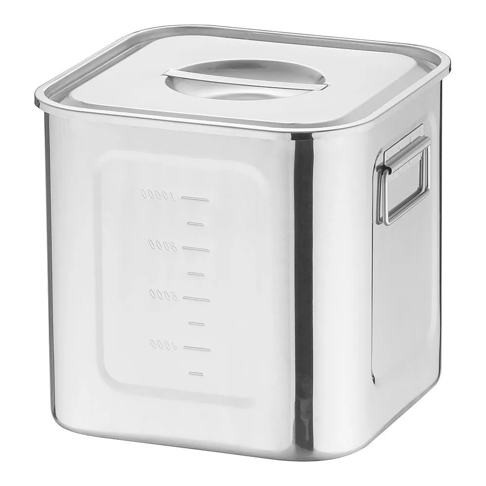 62-6386-15 18-8 Deep Square Kitchen Pot with Scale (With Hand) 24 cm AKK06024