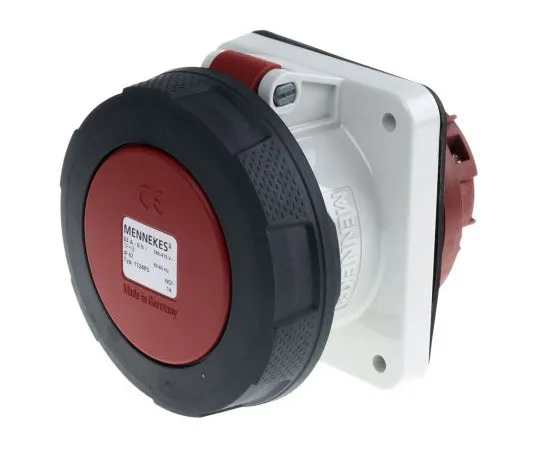 63-7488-65 Mennekes SoftCONTACT Series, IP67 Red Panel Mount 3P+E Industrial Power Socket, Rated At 63A, 415 V 1124A