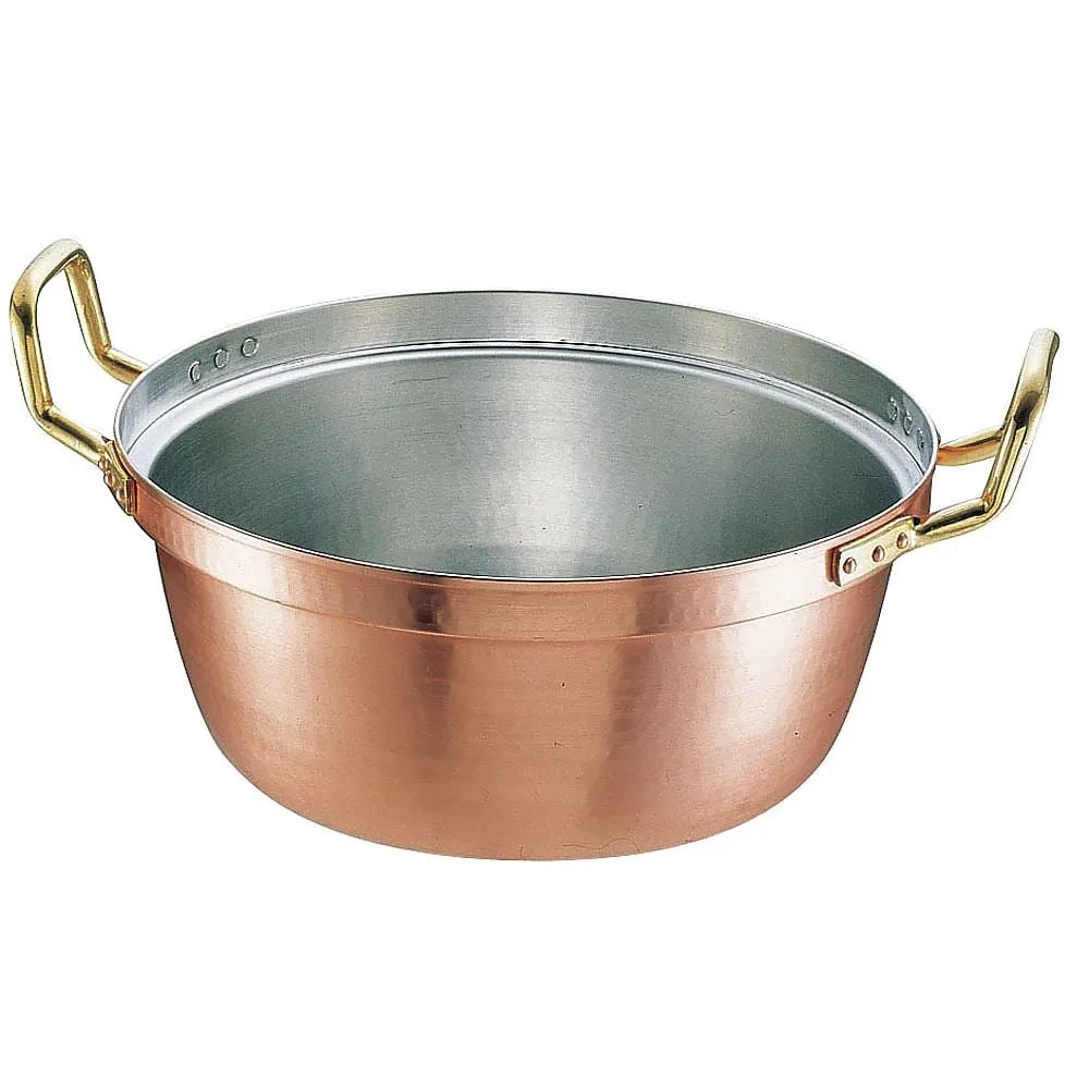 62-6341-55 SA Copper Hot Pot with Circle, Both Hands (With Tin Drawing) 48 cm