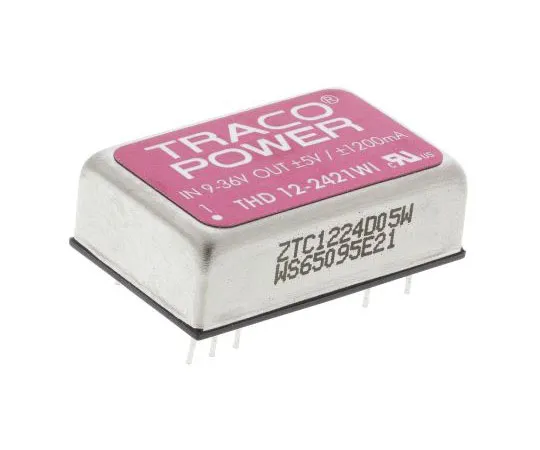 63-7358-04 TRACOPOWER THD 12WI 12W Isolated DC-DC Converter Through Hole, Voltage in 9 → 36 V dc, Voltage out ±5V dc THD 12-2421WI