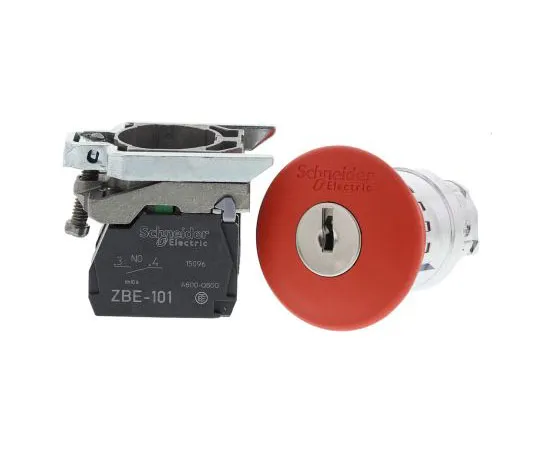 63-7538-55 Schneider Electric Harmony, Red, Key Reset 40mm Mushroom Head Emergency Button XB4BS9445