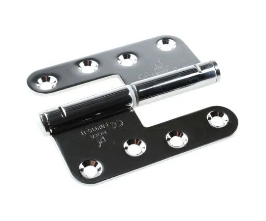 63-7497-02 ROCA Electro Polished Stainless Steel Hinge with a Lift-off Pin Left-Handed Screw, 110mm x 98mm x 3mm 93 08 56