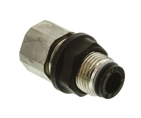 63-7491-85 Legris Pneumatic Bulkhead Threaded-to-Tube Adapter, Push In 6 mm, G 1/8 Female BSPPx6mm 3136 06 10