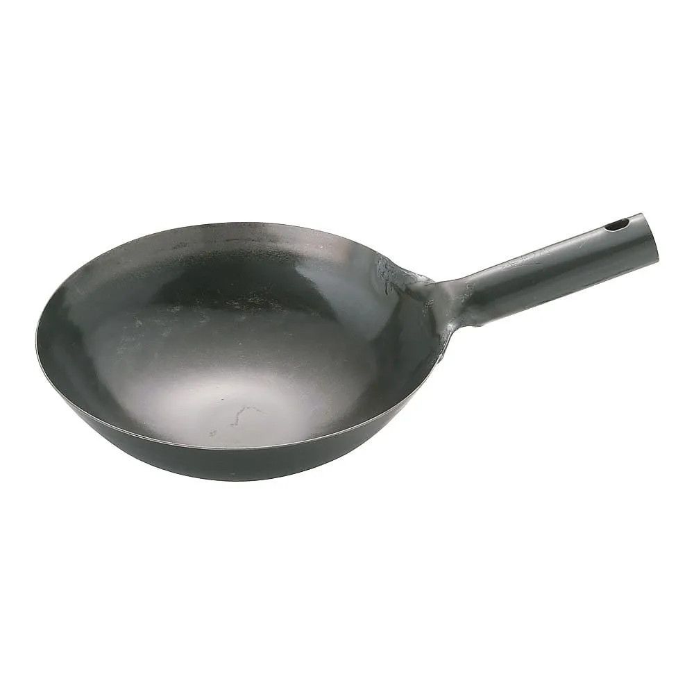62-6444-43 Yamada Iron Plate One-Handed Wok (Plate Thickness 1.2 mm) 24 cm