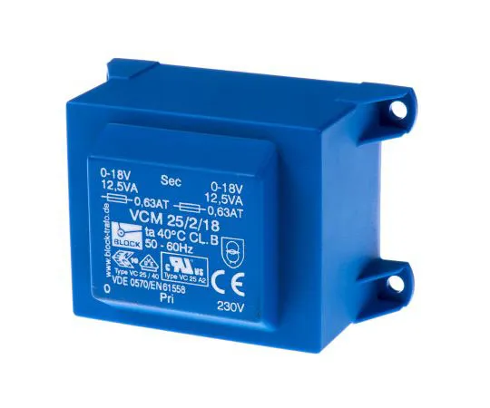 63-7500-63 18V ac 2 Output Through Hole PCB Transformer, 25VA VCM 25/2/18