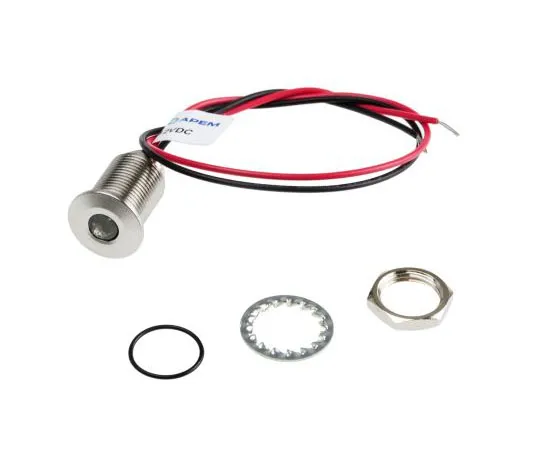 63-7371-25 RS PRO Green EMC Panel LED, 10.8 → 13.2 V dc, 10mm Mounting Hole Size, Lead Wires Termination, IP67 139-3368
