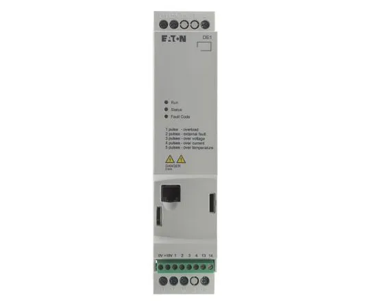 63-7388-69 Eaton Variable Speed Starter, 1-Phase In, 60Hz Out 0.25 kW, 230 V ac, 1.4 A DE11, IP20 180656 & DE11-121D4NN-N20N