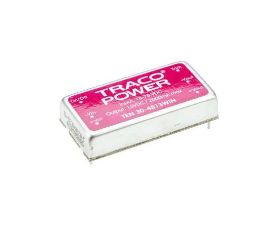 63-7358-24 TRACOPOWER TEN 30WIN 30W Isolated DC-DC Converter Through Hole, Voltage in 18 → 75 V dc, Voltage out 15V dc TEN 30-4813WIN