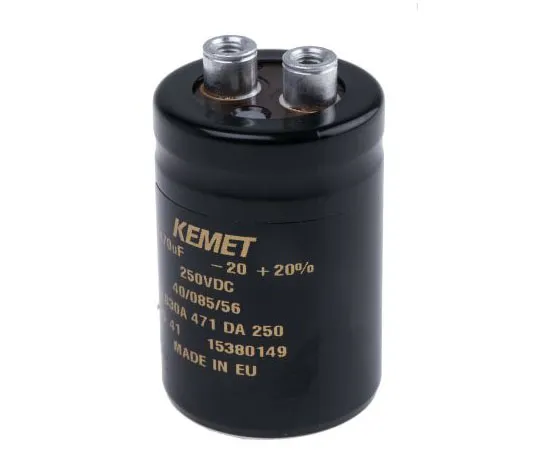 63-7516-71 KEMET 470μF 250V dc Aluminium Electrolytic Capacitor, Chassis Mount 36 x 52mm +85°C 36mm 52mm ALS30A471DA250